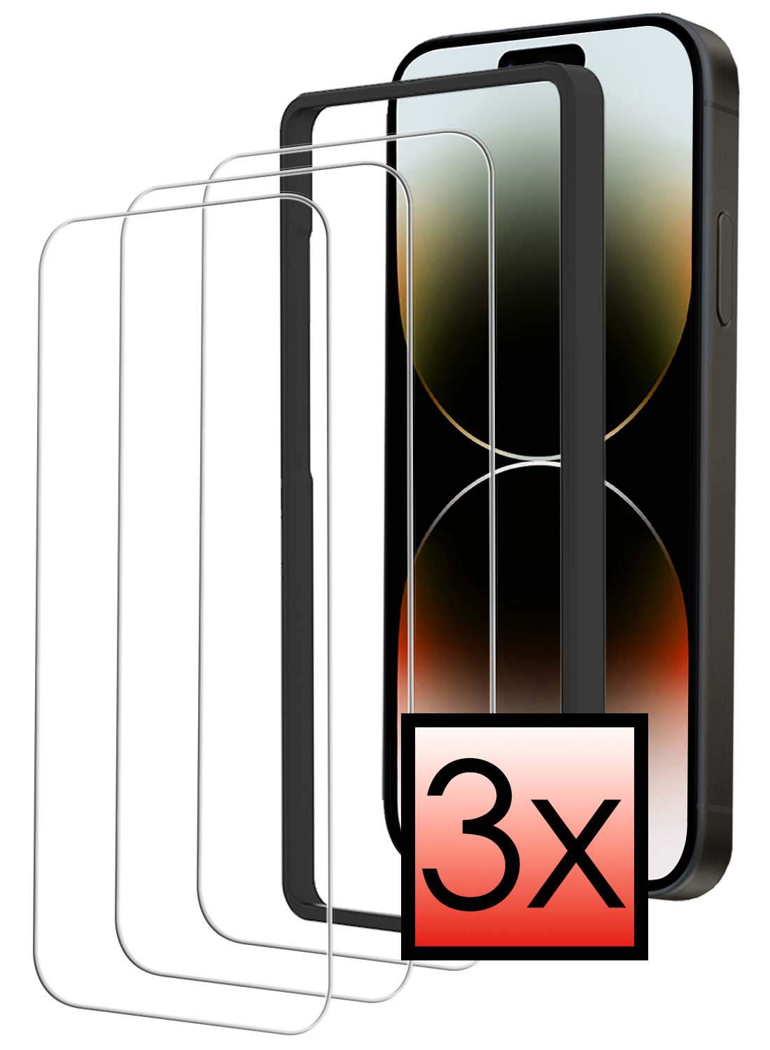 NoXx NoXx iPhone 14 Pro Max Screenprotector Met Installatieframe - 3 PACK