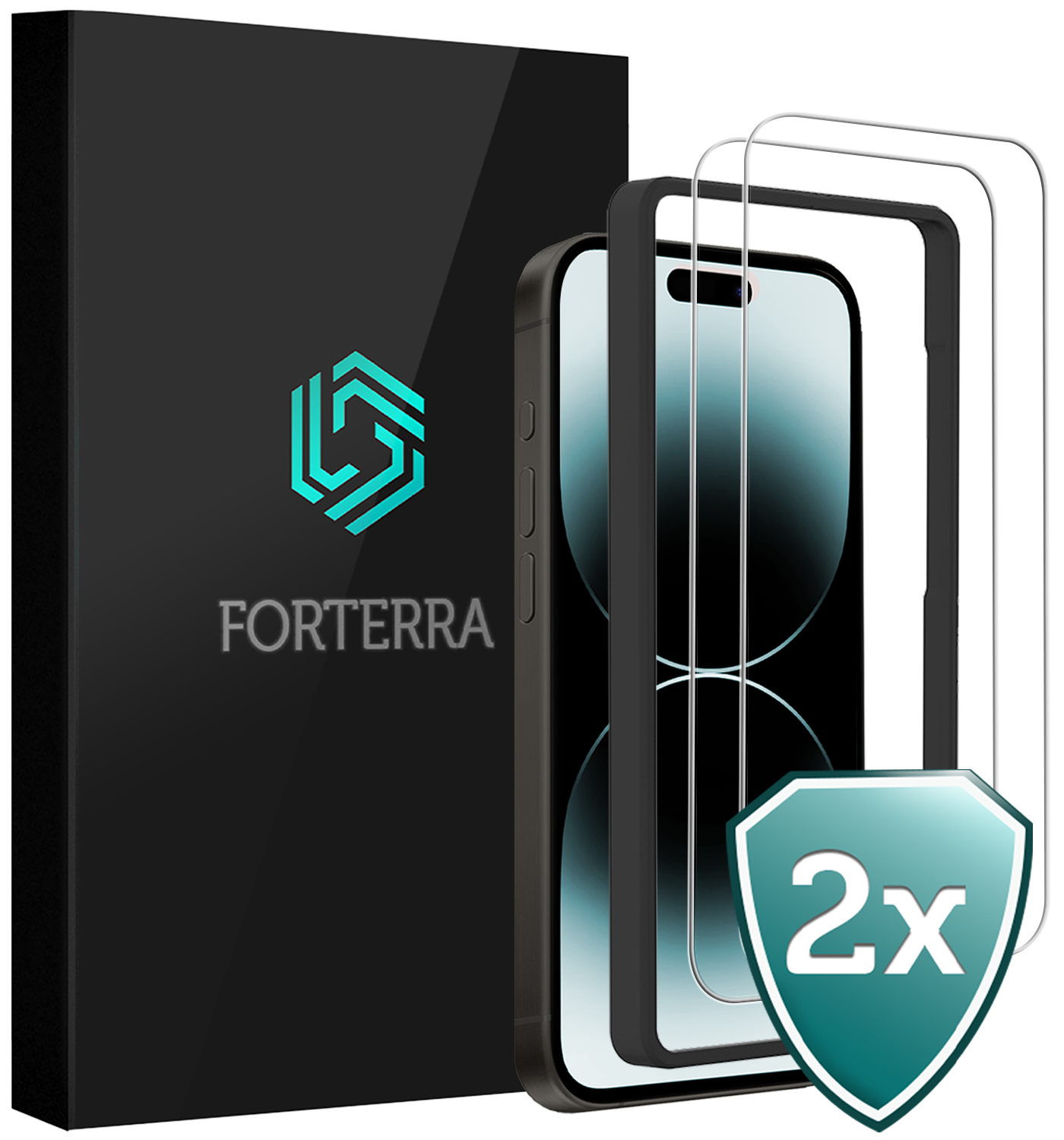 Forterra Forterra iPhone 14 Pro Screenprotector Met Installatieframe - 2 PACK