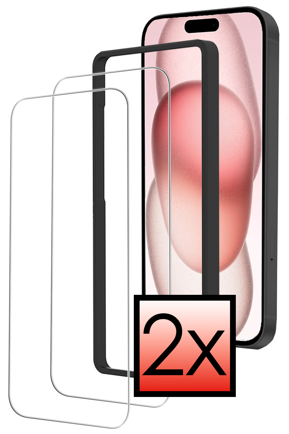 NoXx NoXx iPhone 15 Plus Screenprotector Met Installatieframe - 2 PACK