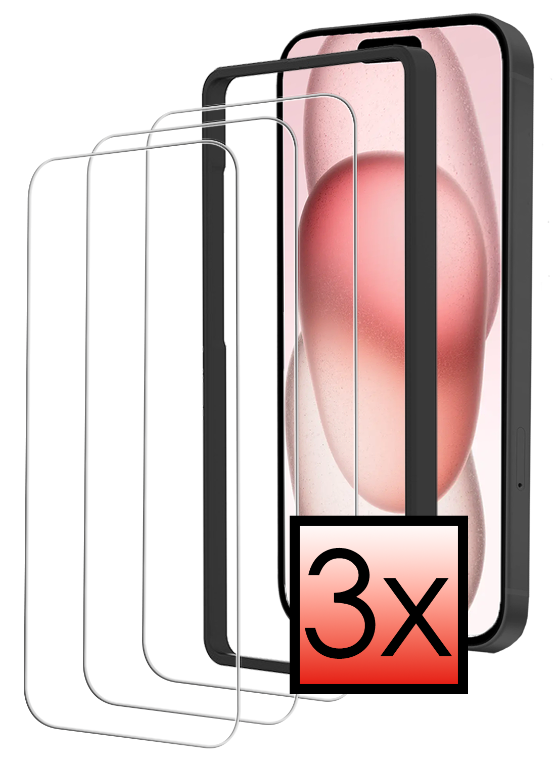 NoXx NoXx iPhone 15 Screenprotector Met Installatieframe - 3 PACK