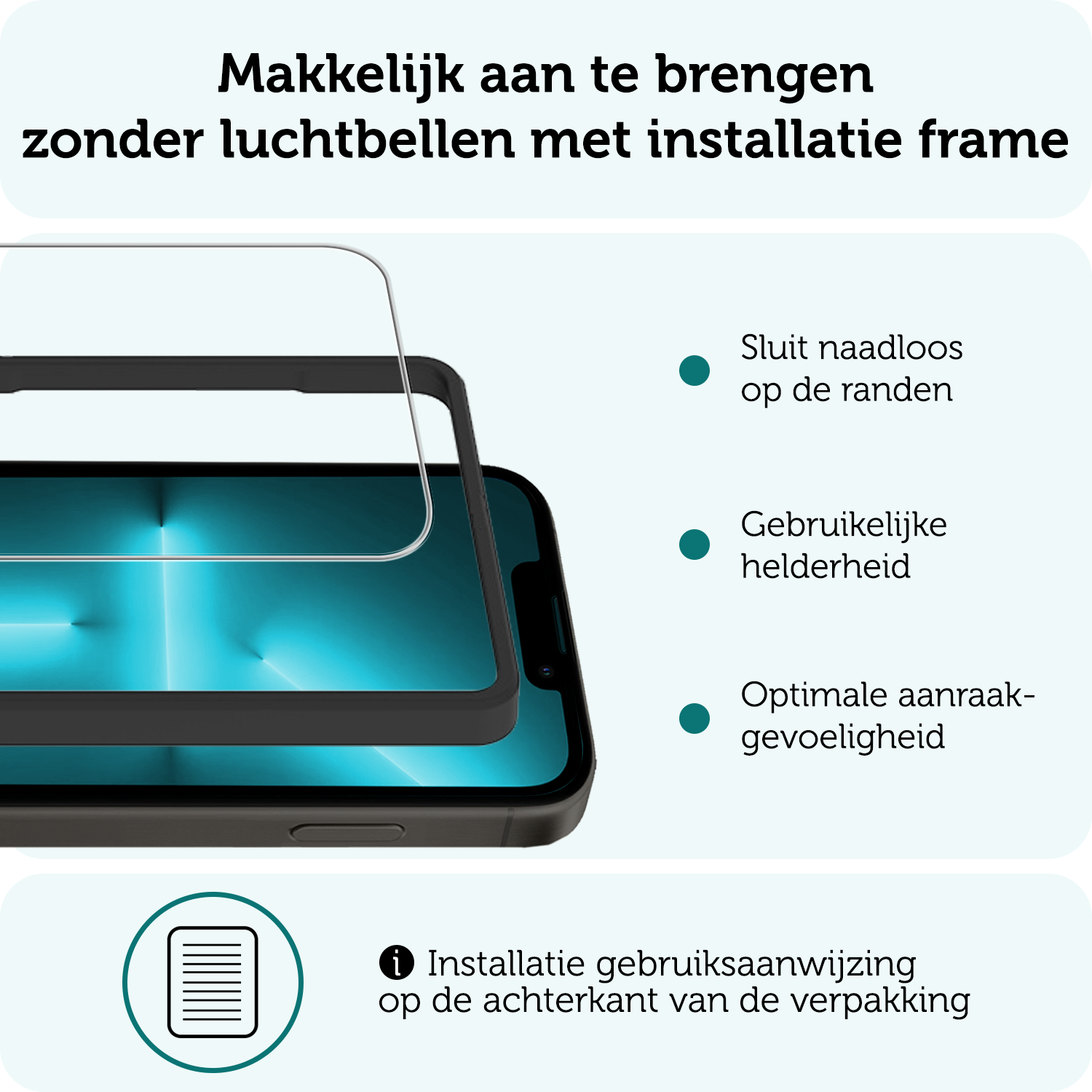 Forterra Forterra iPhone 13 Mini Screenprotector Met Installatieframe