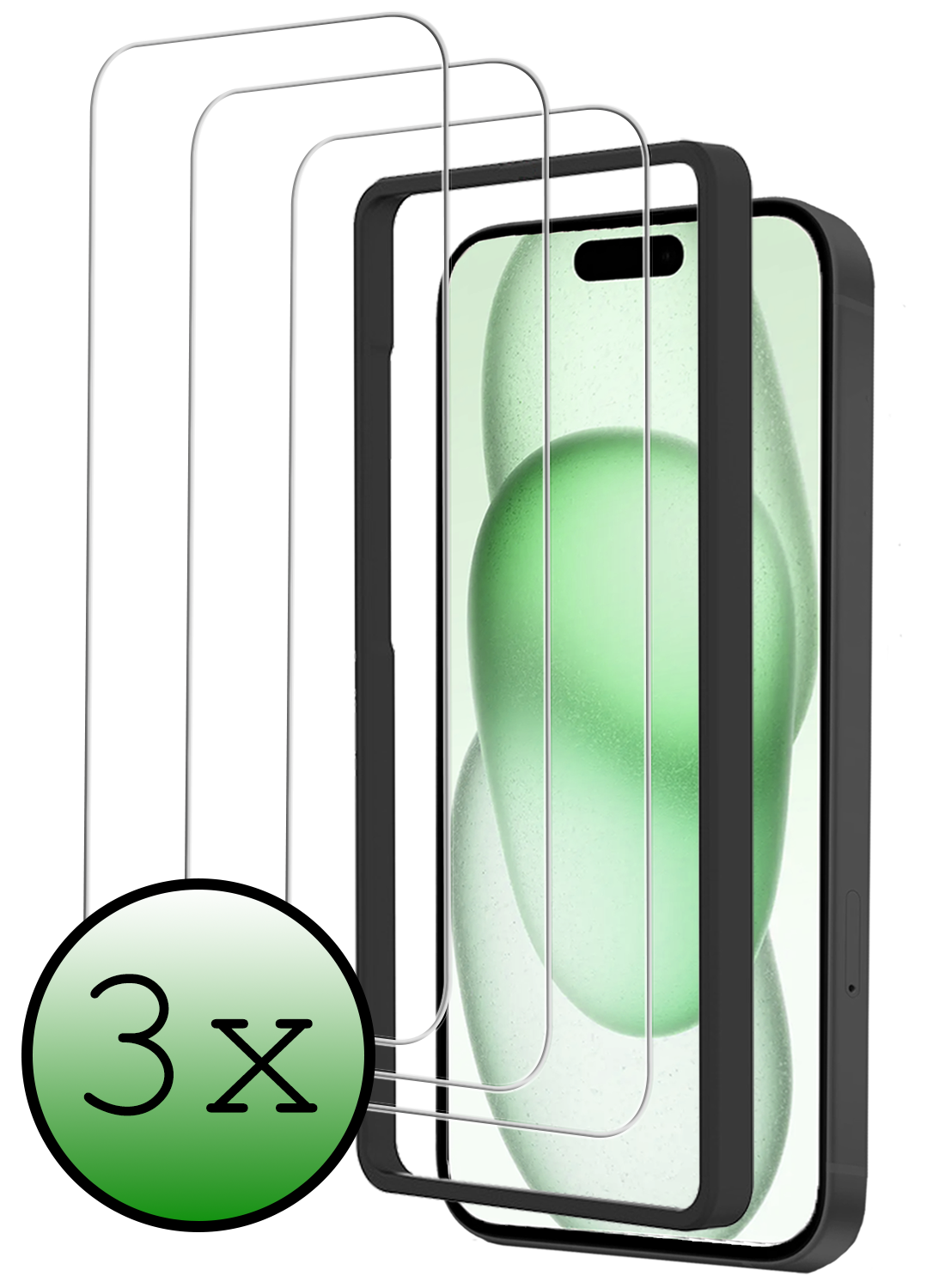 BASEY. BASEY. iPhone 15 Plus Screenprotector Met Installatieframe - 3 PACK