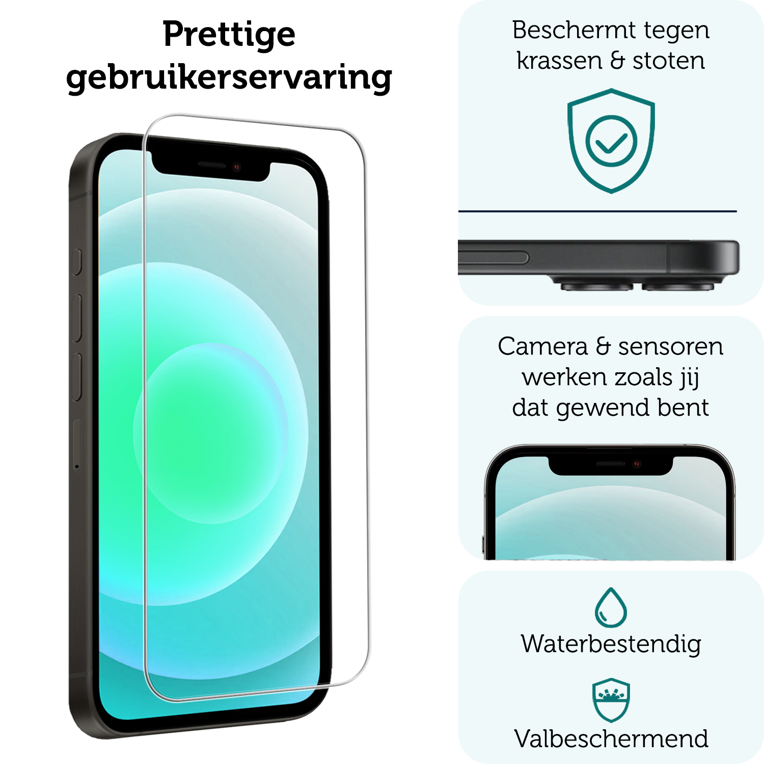 Forterra Forterra iPhone 12 Mini Screenprotector Met Installatieframe - 3 PACK