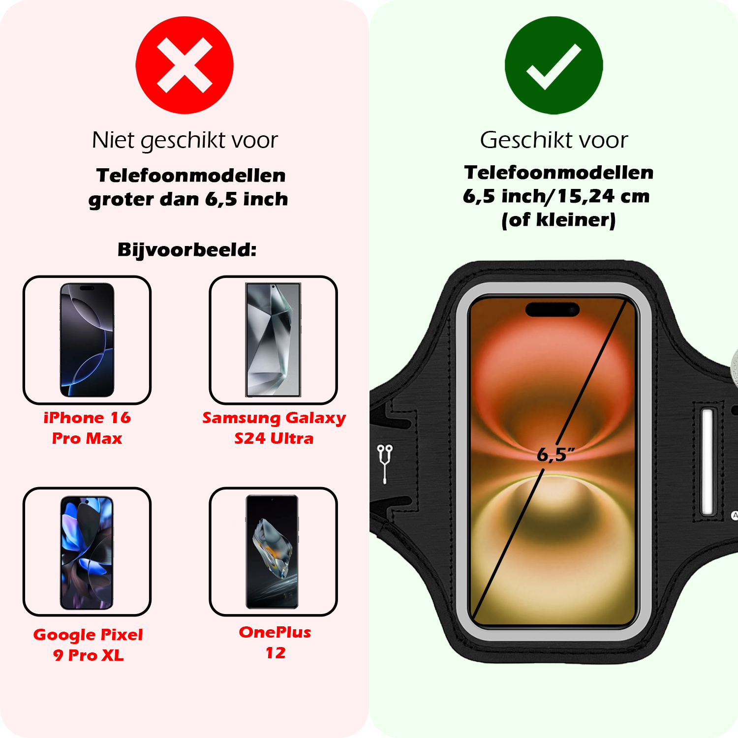 Nomfy Nomfy Hardloop Telefoonhouder 6.5 inch - Zwart