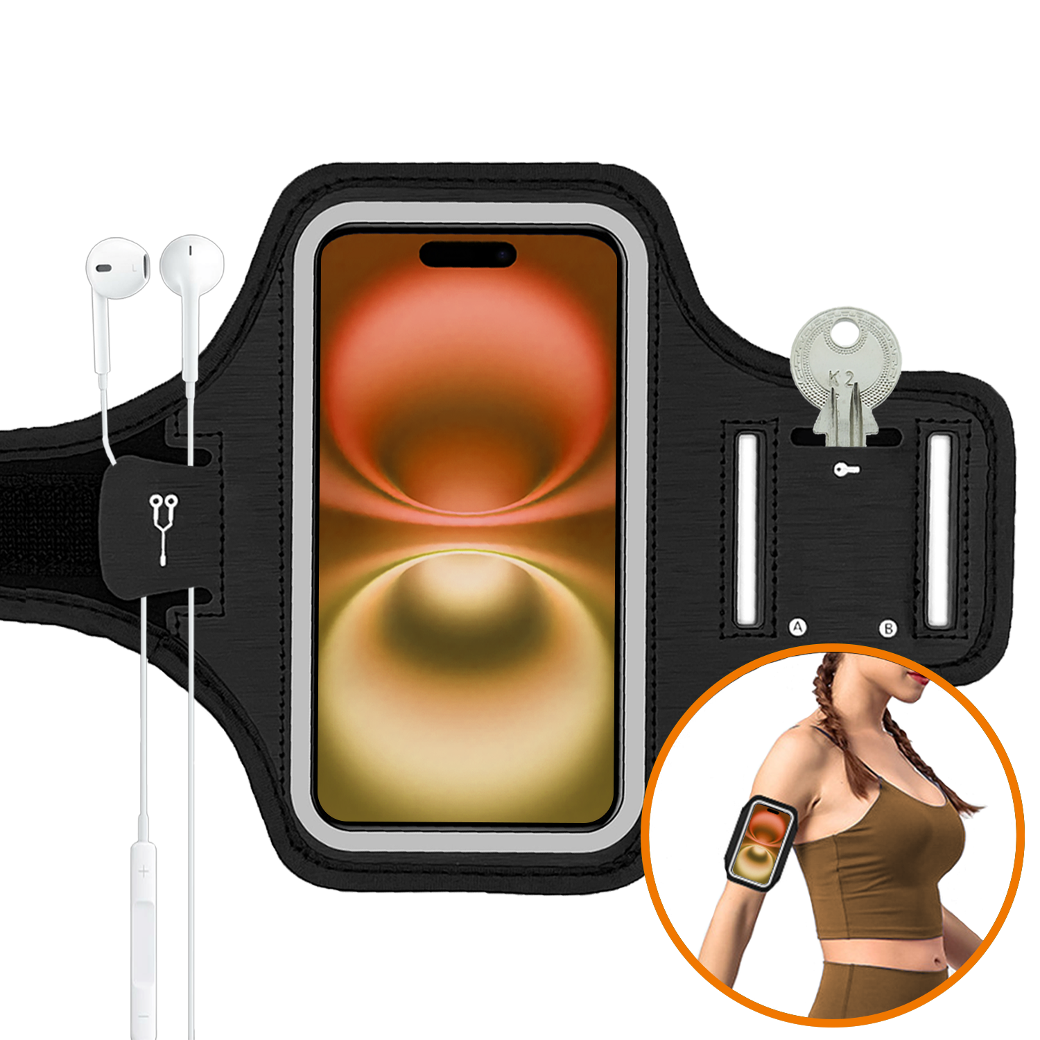 Nomfy Nomfy Hardloop Telefoonhouder 6.8 inch - Zwart