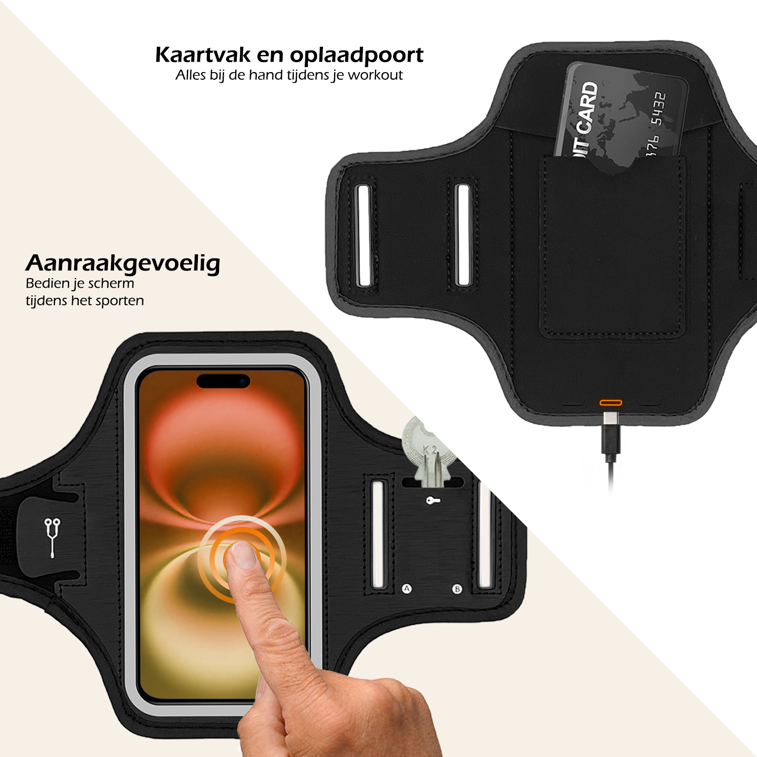 Nomfy Nomfy Hardloop Telefoonhouder 6.8 inch - Zwart