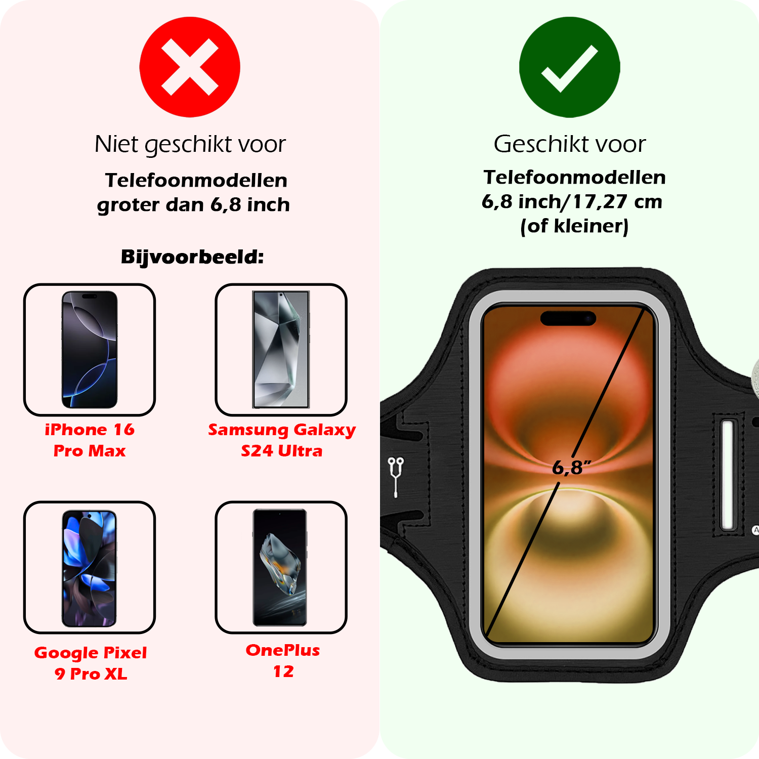 Nomfy Nomfy Hardloop Telefoonhouder 6.8 inch - Zwart