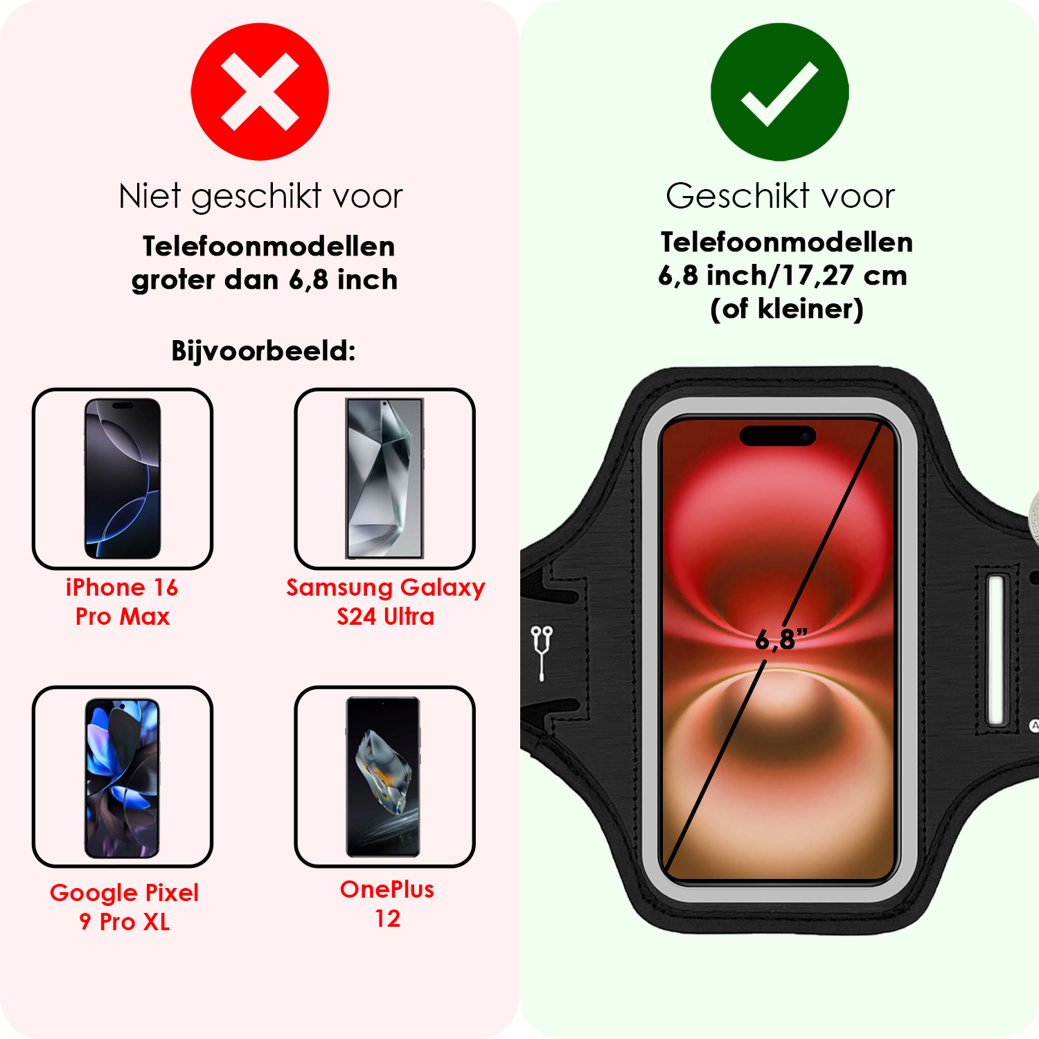 NoXx NoXx Hardloop Telefoonhouder 6.8 inch - Zwart
