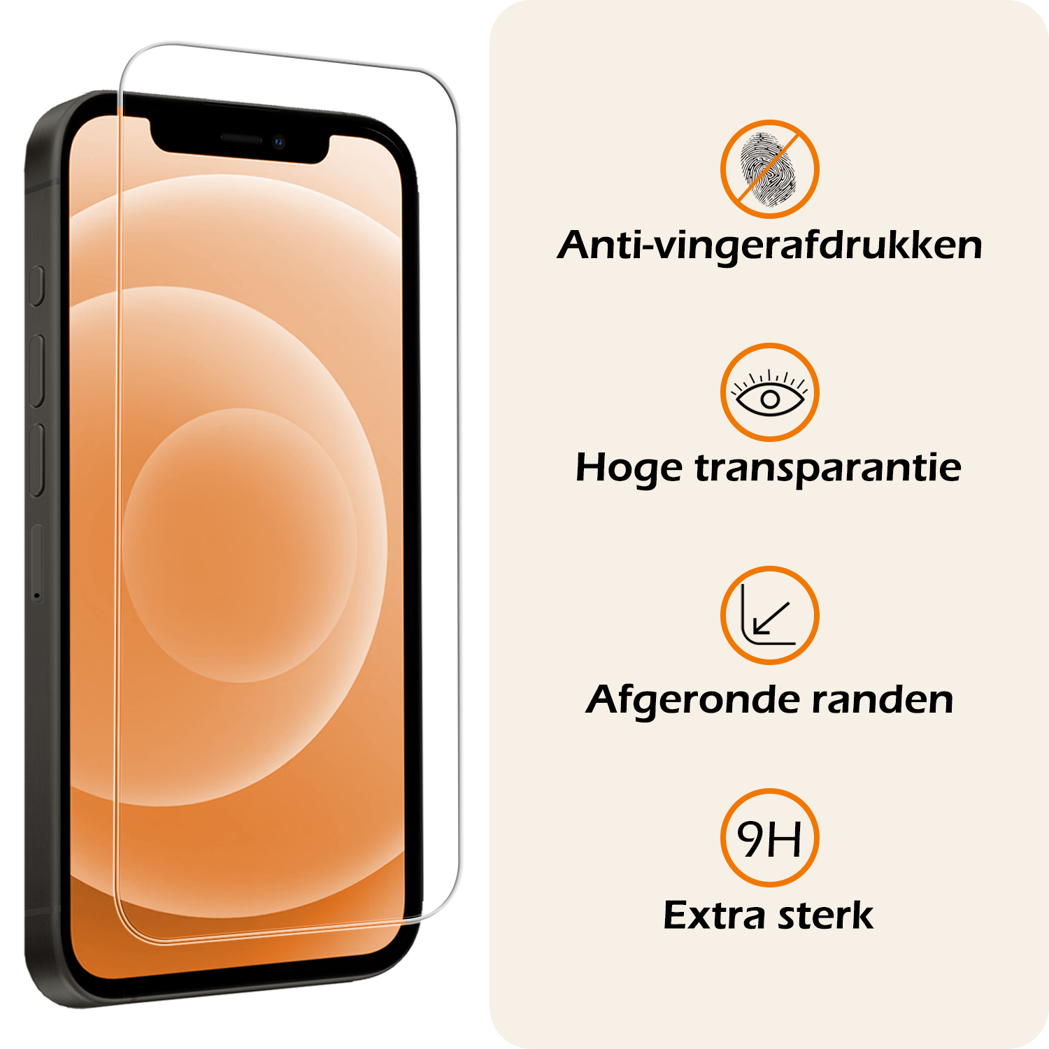 Nomfy Nomfy iPhone 12 Pro Screenprotector Met Installatieframe