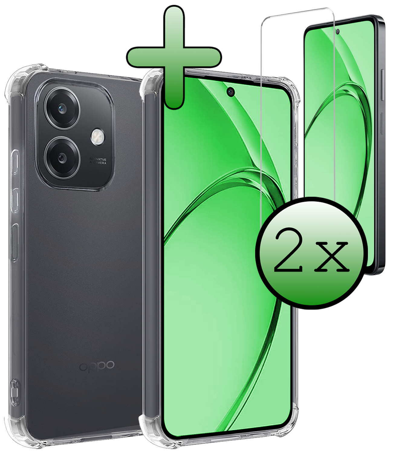 BASEY. BASEY. OPPO A40 Hoesje Shockproof Met 2x Screenprotector