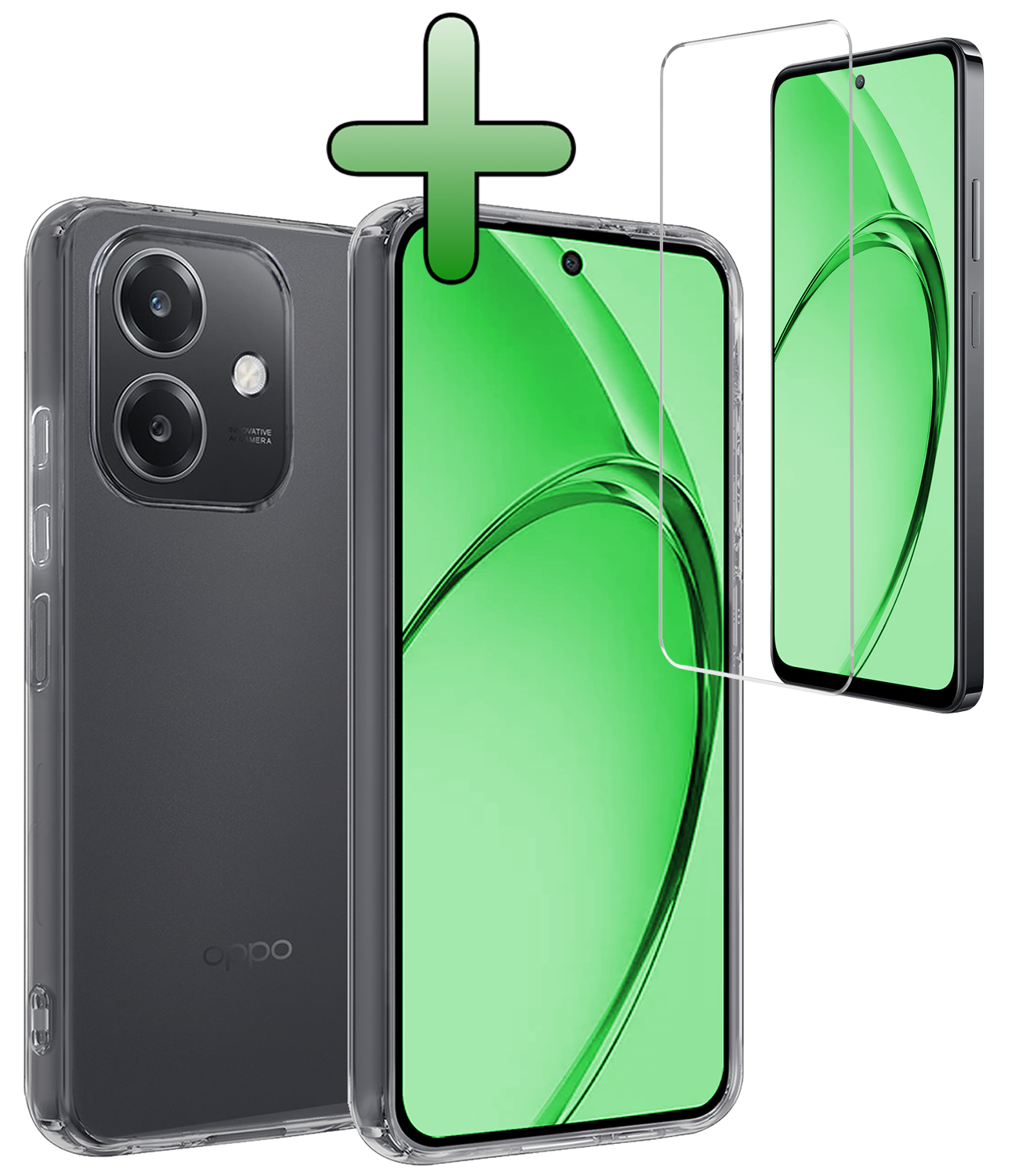 BASEY. BASEY. OPPO A40 Hoesje Siliconen Met Screenprotector - Transparant