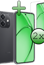 BASEY. BASEY. OPPO A40 Hoesje Siliconen Met 2x Screenprotector - Transparant