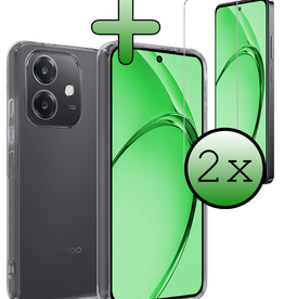 BASEY. BASEY. OPPO A40 Hoesje Siliconen Met 2x Screenprotector - Transparant