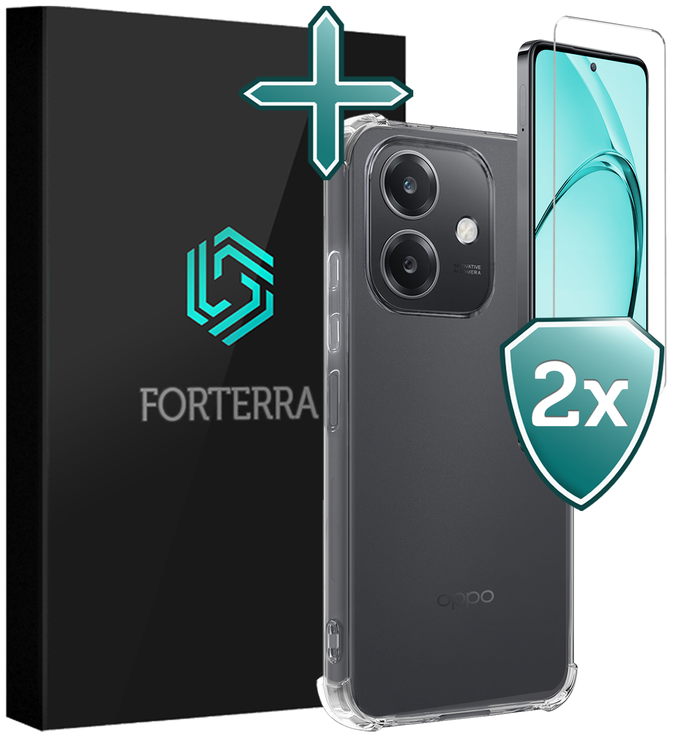 Forterra Forterra OPPO A40 Hoesje Shockproof Met 2x Screenprotector