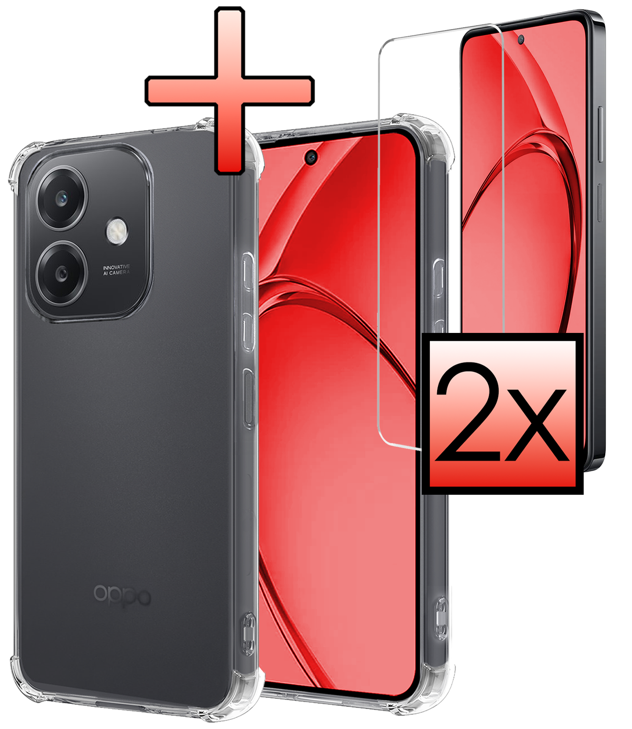 NoXx NoXx OPPO A40 Hoesje Shockproof Met 2x Screenprotector