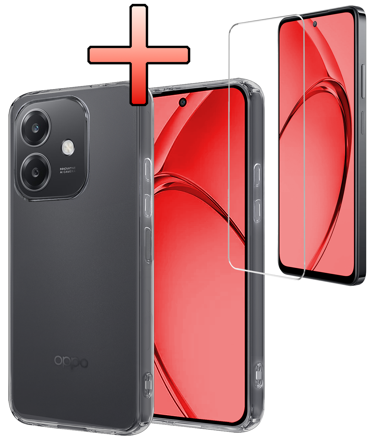 NoXx NoXx OPPO A40 Hoesje Siliconen Met Screenprotector - Transparant