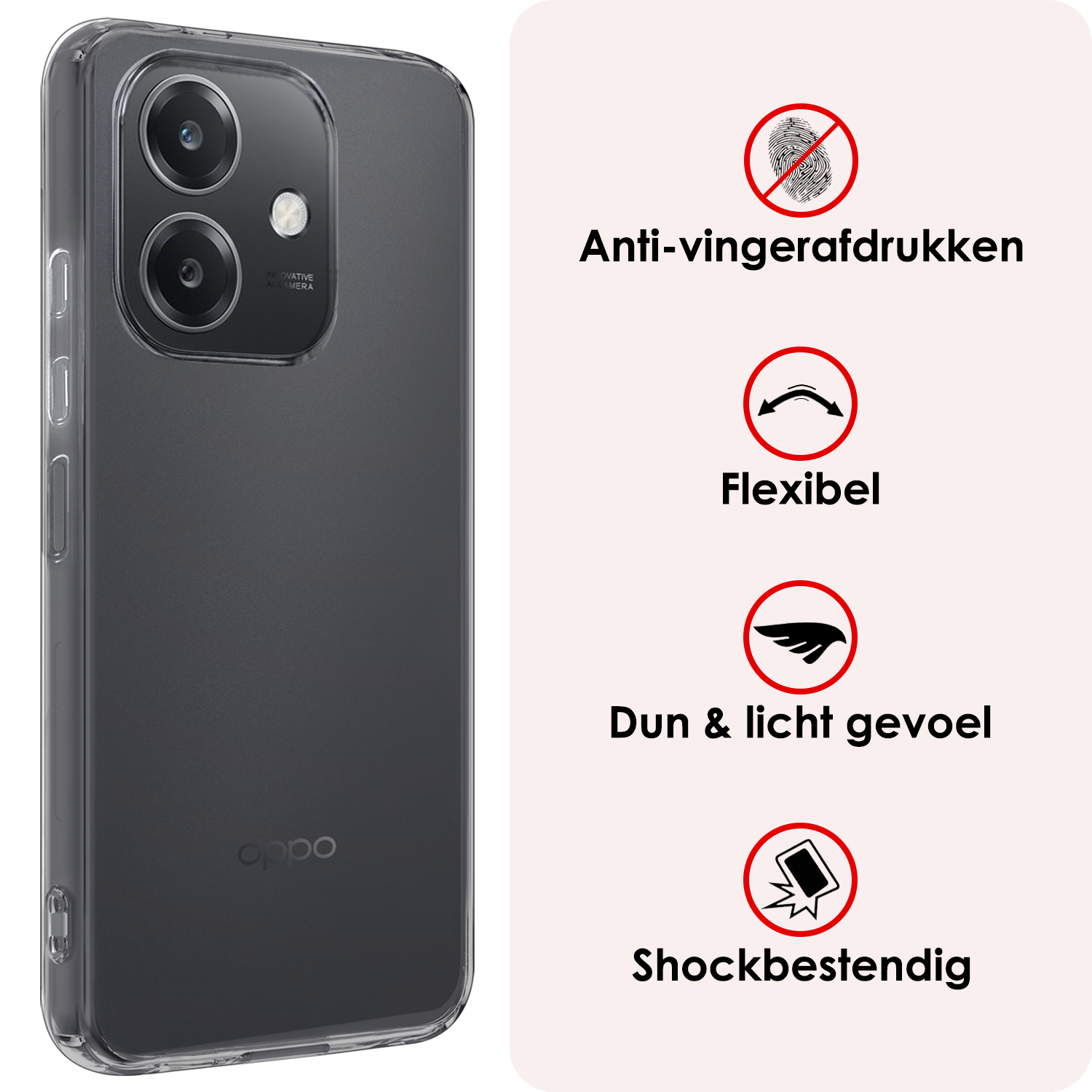 NoXx NoXx OPPO A40 Hoesje Siliconen Met Screenprotector - Transparant