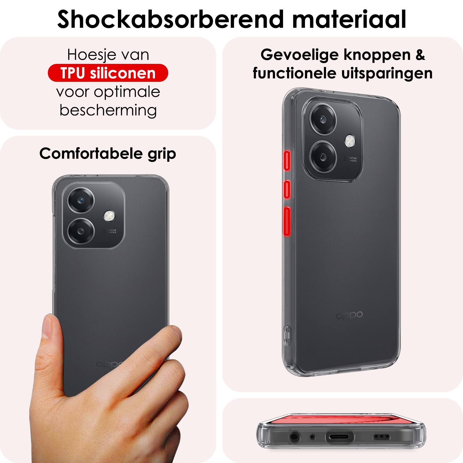NoXx NoXx OPPO A40 Hoesje Siliconen Met Screenprotector - Transparant