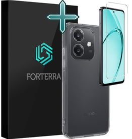 Forterra Forterra OPPO A40 Hoesje Siliconen Met Screenprotector - Transparant