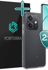 Forterra Forterra OPPO A40 Hoesje Siliconen Met 2x Screenprotector - Transparant