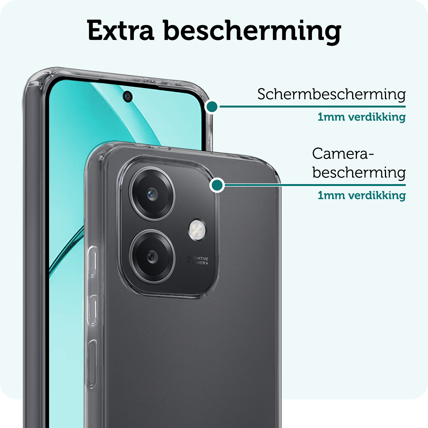 Forterra Forterra OPPO A40 Hoesje Siliconen Met 2x Screenprotector - Transparant