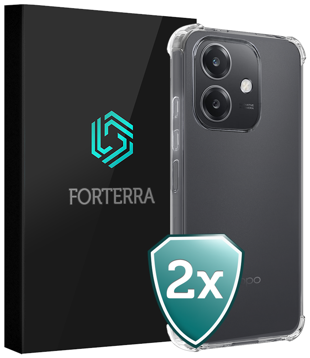 Forterra Forterra OPPO A40m Hoesje Shockproof - Transparant - 2 PACK