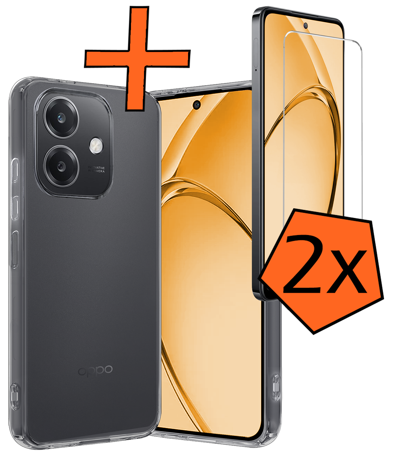 Nomfy Nomfy OPPO A40 Hoesje Siliconen Met 2x Screenprotector - Transparant