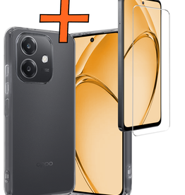 Nomfy Nomfy OPPO A40 Hoesje Siliconen Met Screenprotector - Transparant