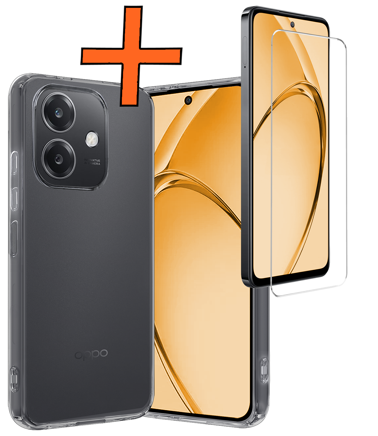 Nomfy Nomfy OPPO A40 Hoesje Siliconen Met Screenprotector - Transparant
