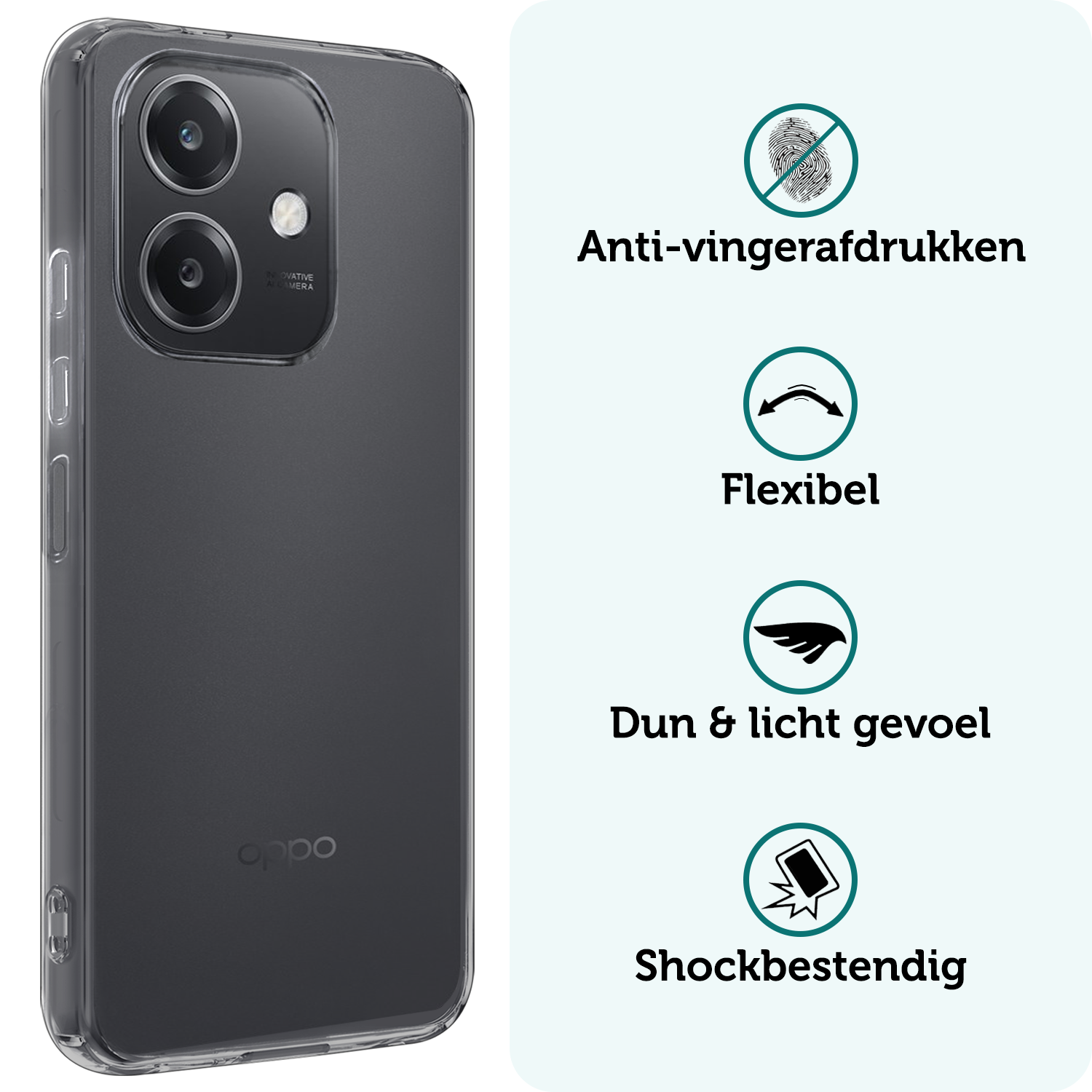 Forterra Forterra OPPO A40m Hoesje Siliconen Met Screenprotector - Transparant