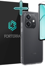 Forterra Forterra OPPO A40m Hoesje Siliconen Met Screenprotector - Transparant