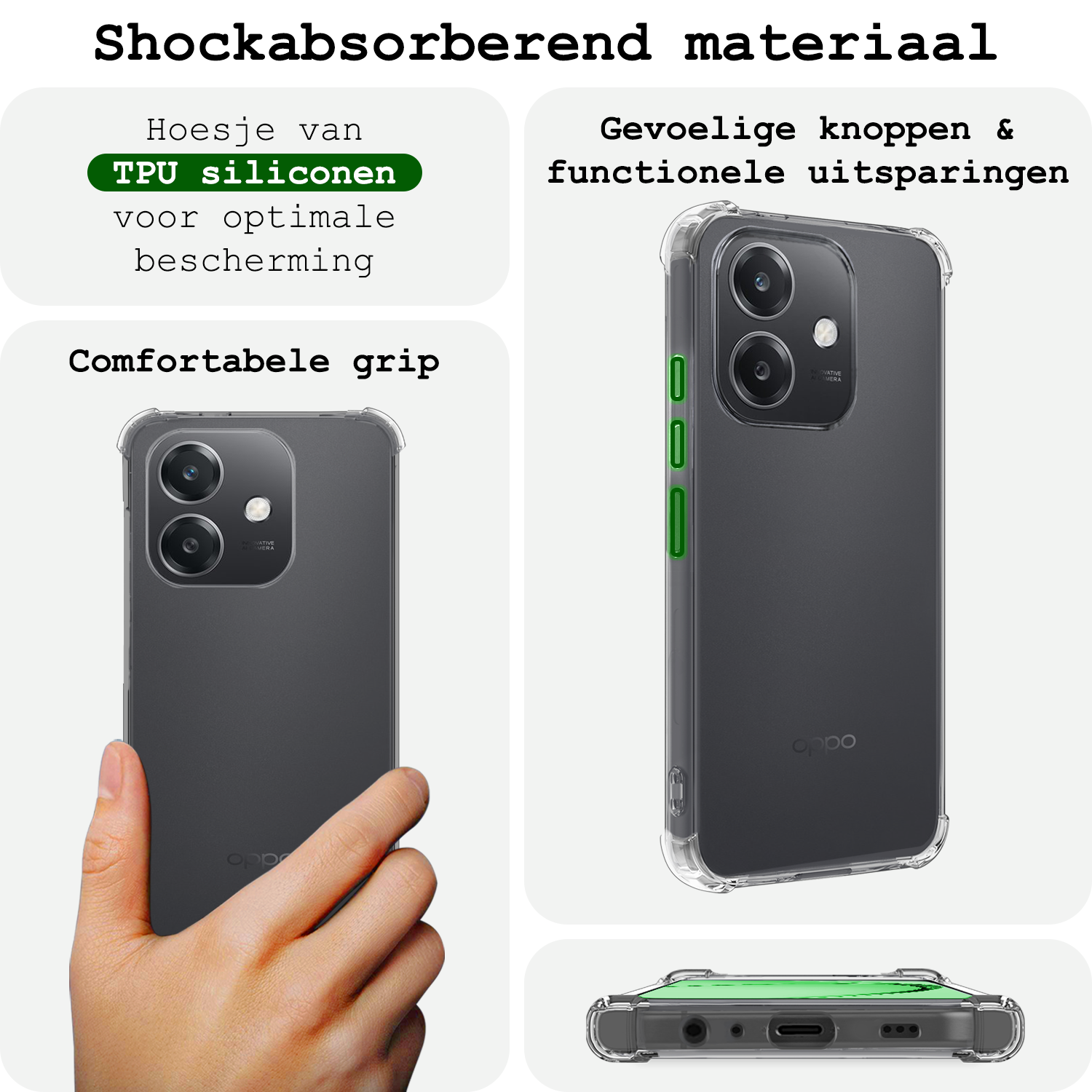 BASEY. BASEY. OPPO A40m Hoesje Shockproof - Transparant - 2 PACK