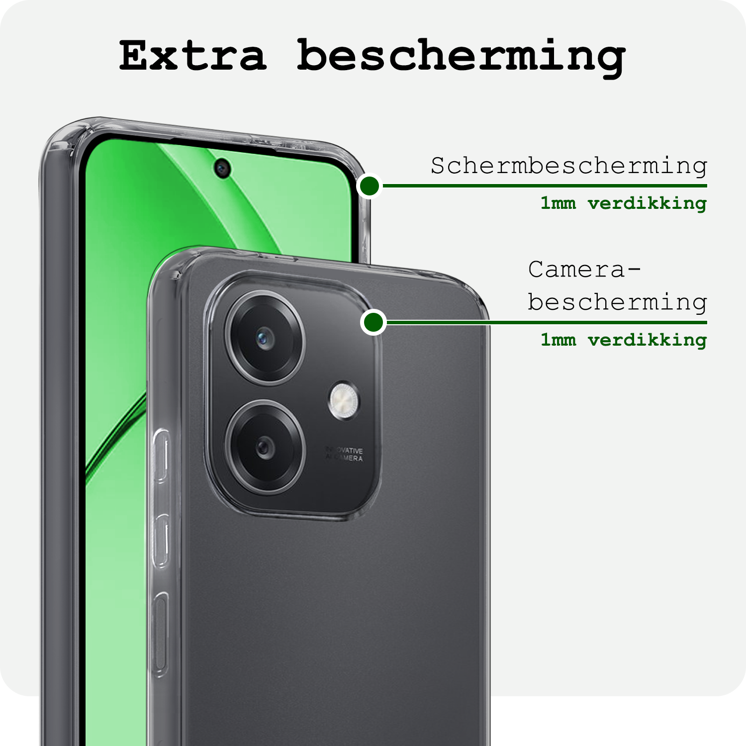 BASEY. BASEY. OPPO A40m Hoesje Siliconen Met 2x Screenprotector - Transparant