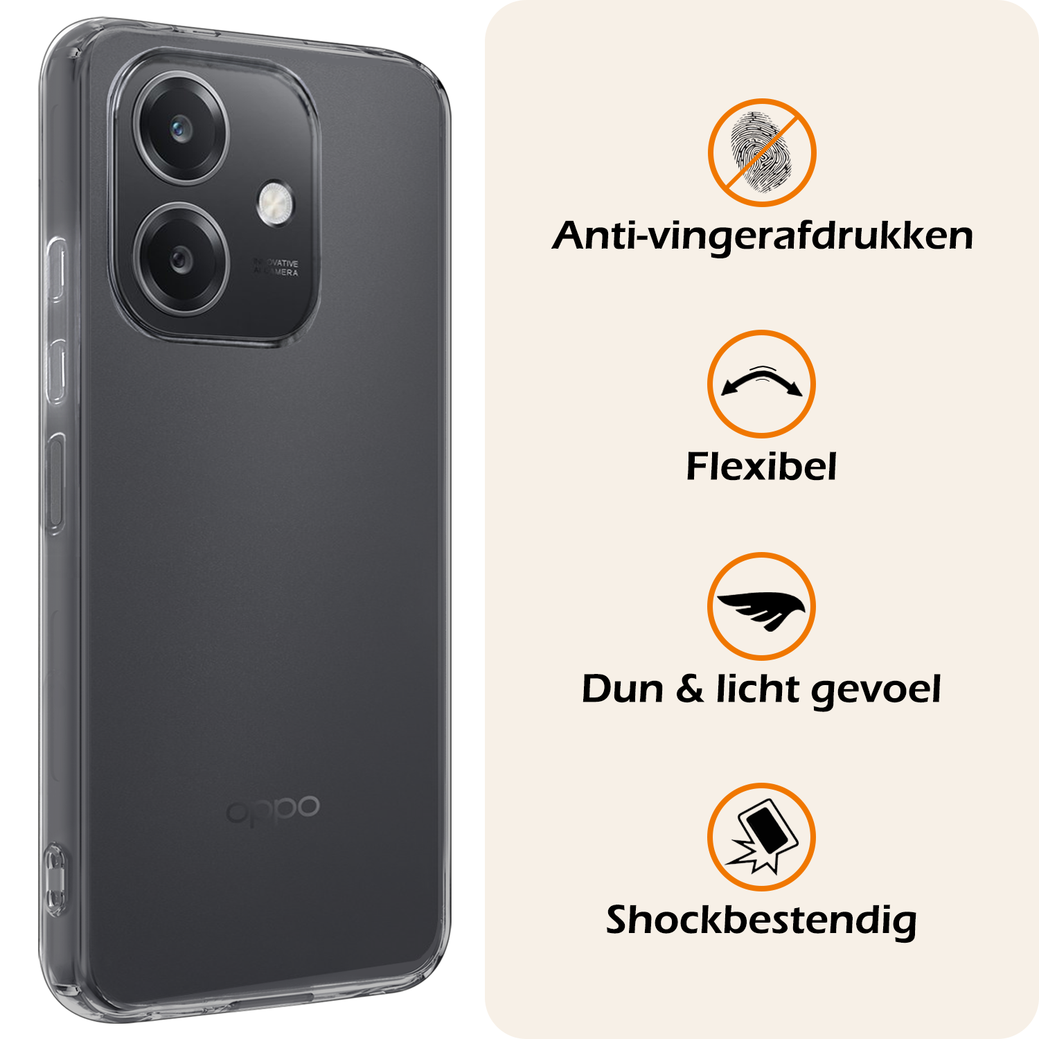 Nomfy Nomfy OPPO A40m Hoesje Siliconen Met 2x Screenprotector - Transparant