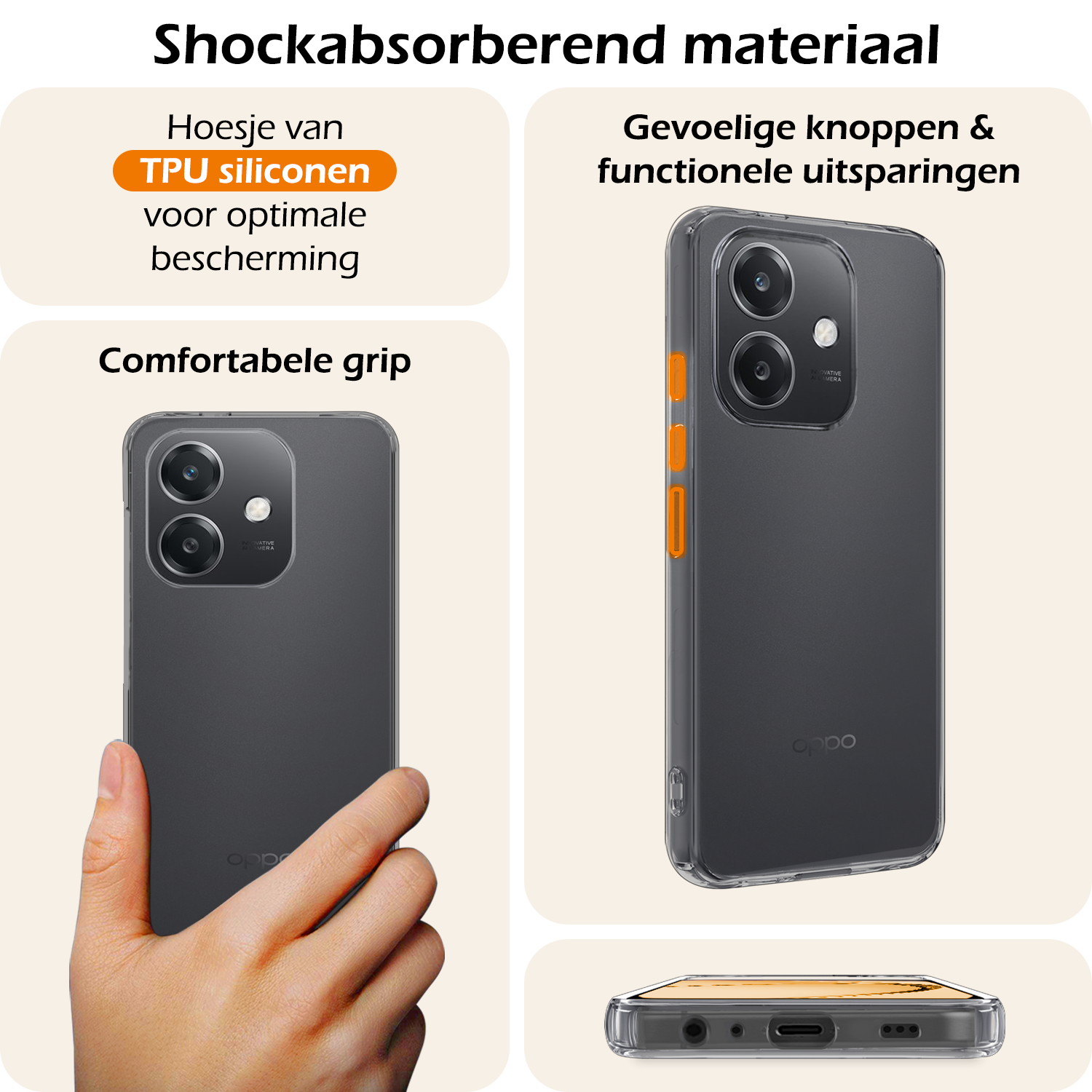 Nomfy Nomfy OPPO A40m Hoesje Siliconen Met 2x Screenprotector - Transparant