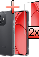 NoXx NoXx OPPO A40m Hoesje Siliconen Met 2x Screenprotector - Transparant
