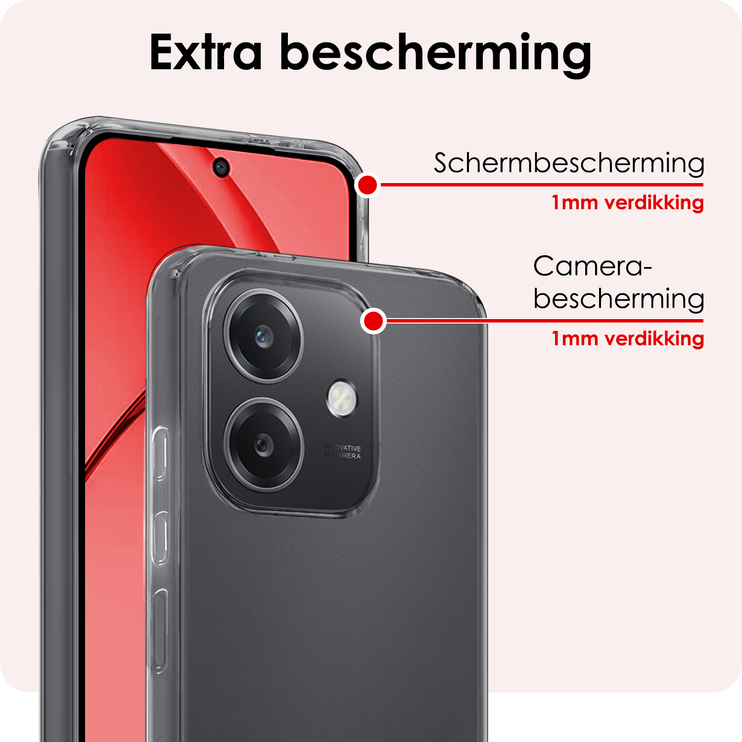 NoXx NoXx OPPO A40m Hoesje Siliconen Met 2x Screenprotector - Transparant