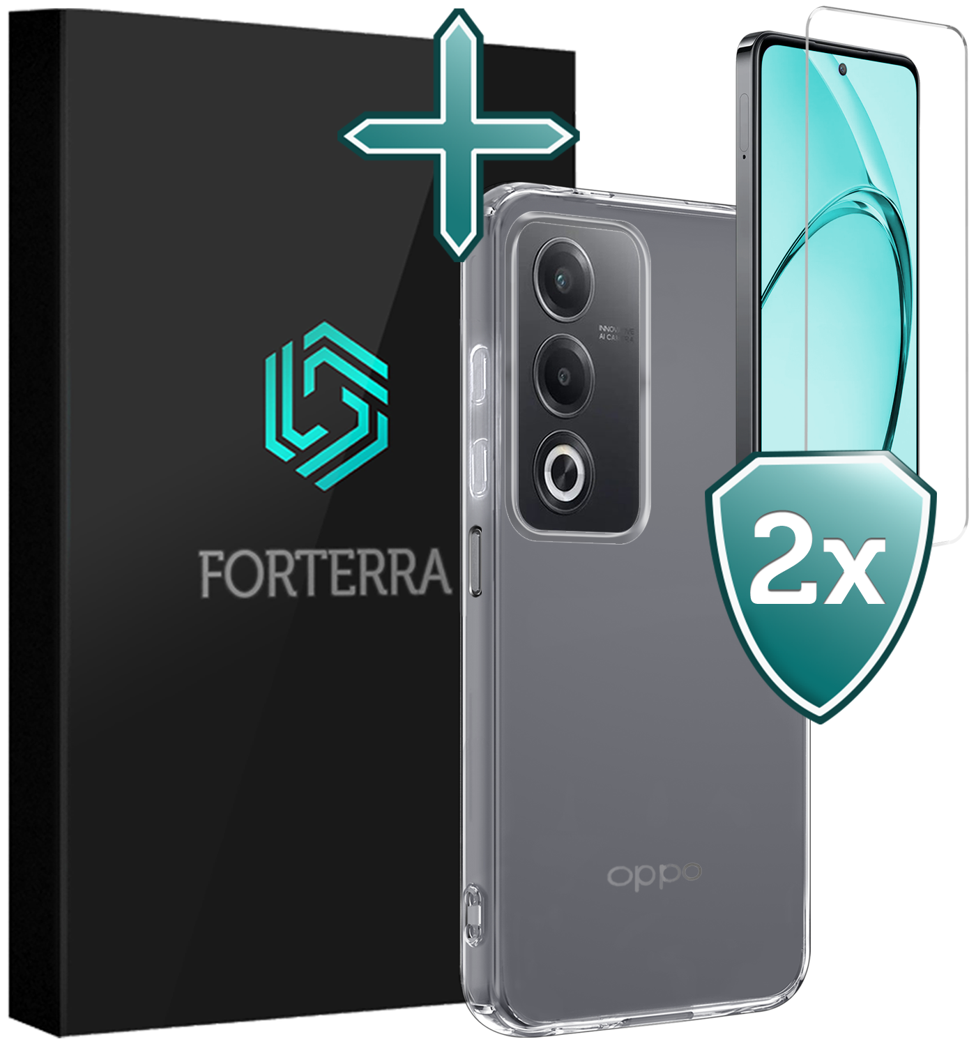 Forterra Forterra OPPO A80 Hoesje Siliconen Met 2x Screenprotector - Transparant