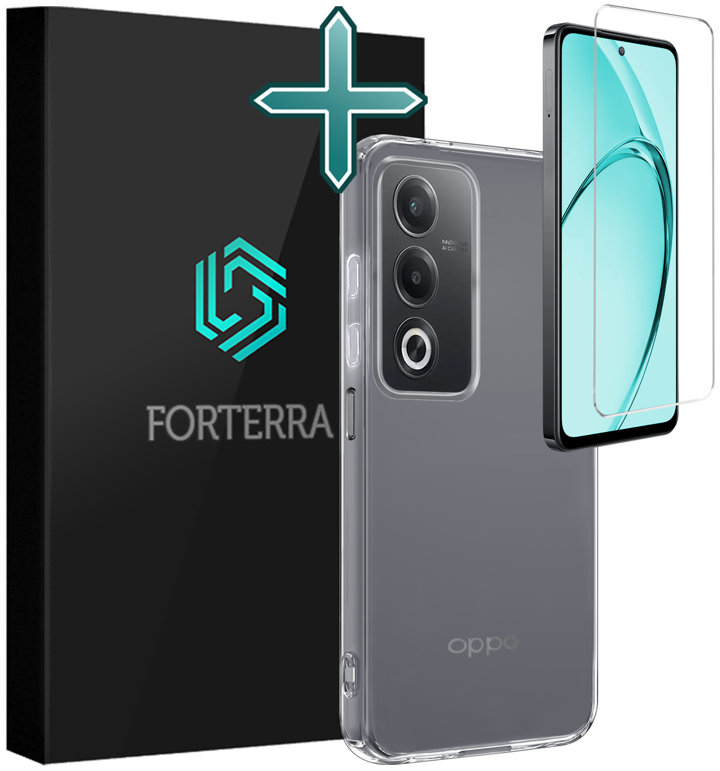 Forterra Forterra OPPO A80 Hoesje Siliconen Met Screenprotector - Transparant