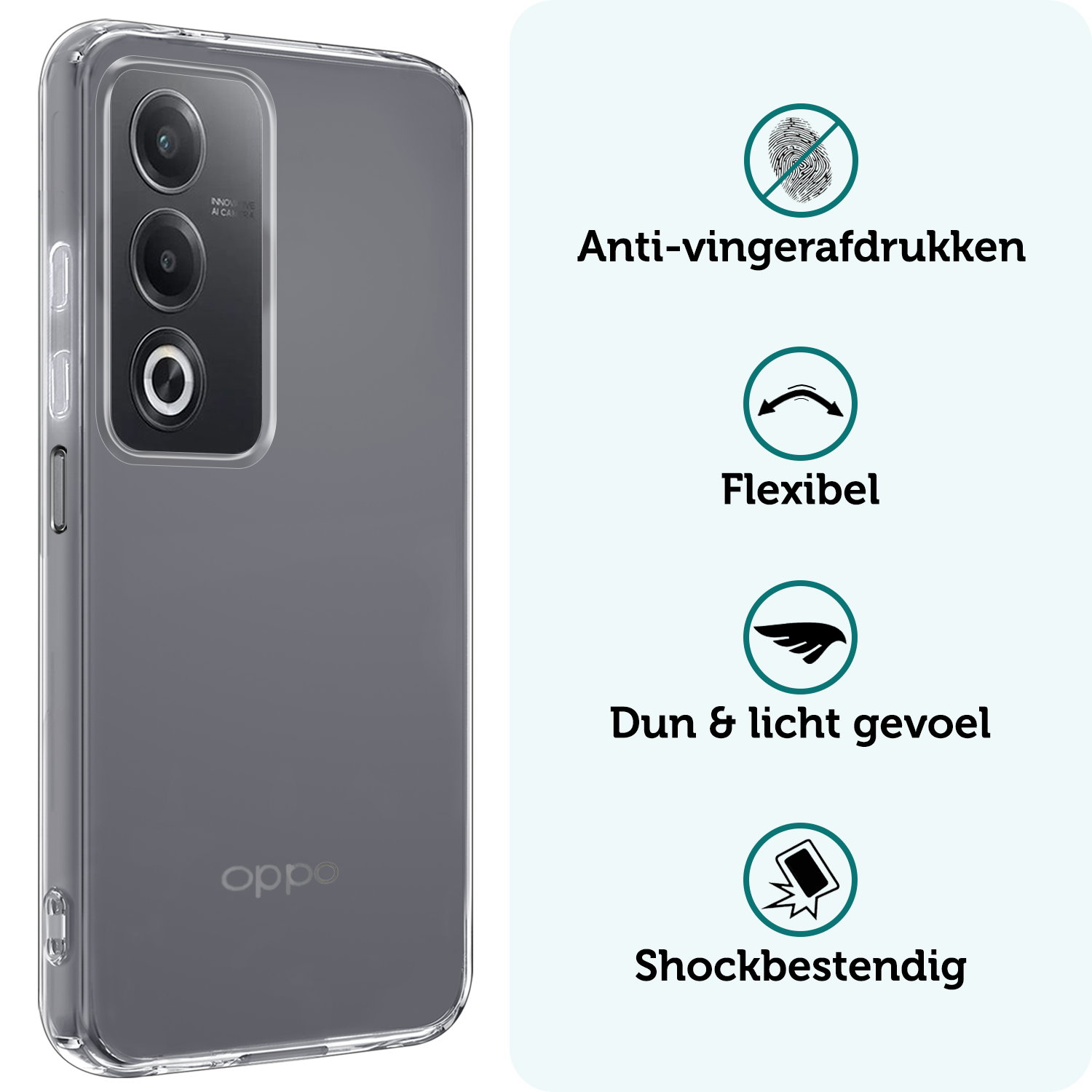 Forterra Forterra OPPO A80 Hoesje Siliconen - Transparant - 2 PACK