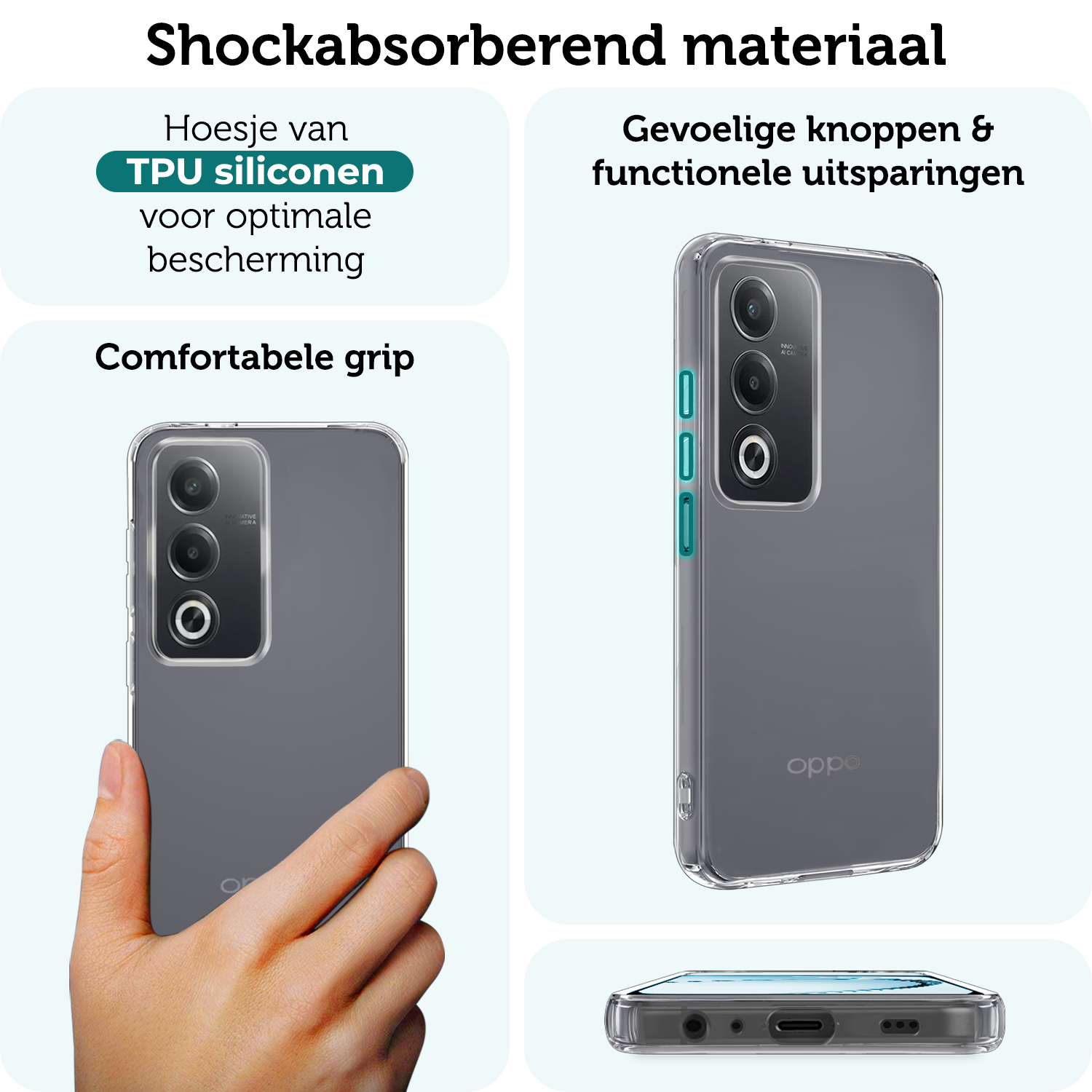 Forterra Forterra OPPO A80 Hoesje Siliconen - Transparant - 2 PACK
