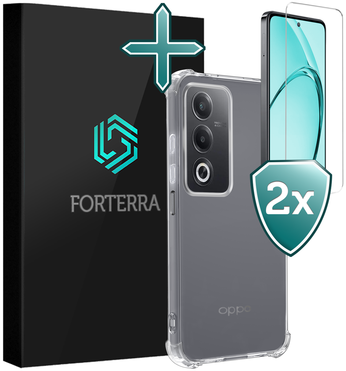 Forterra Forterra OPPO A80 Hoesje Shockproof Met 2x Screenprotector