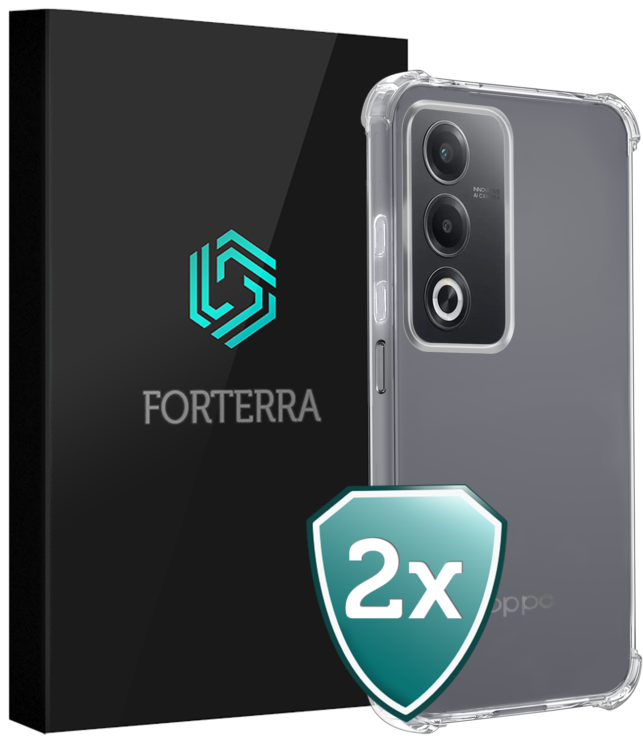 Forterra Forterra OPPO A80 Hoesje Shockproof - Transparant - 2 PACK