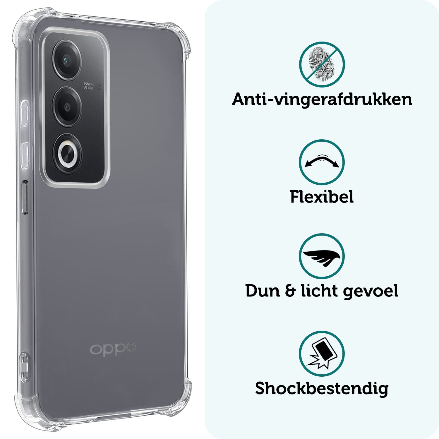 Forterra Forterra OPPO A80 Hoesje Shockproof - Transparant - 2 PACK