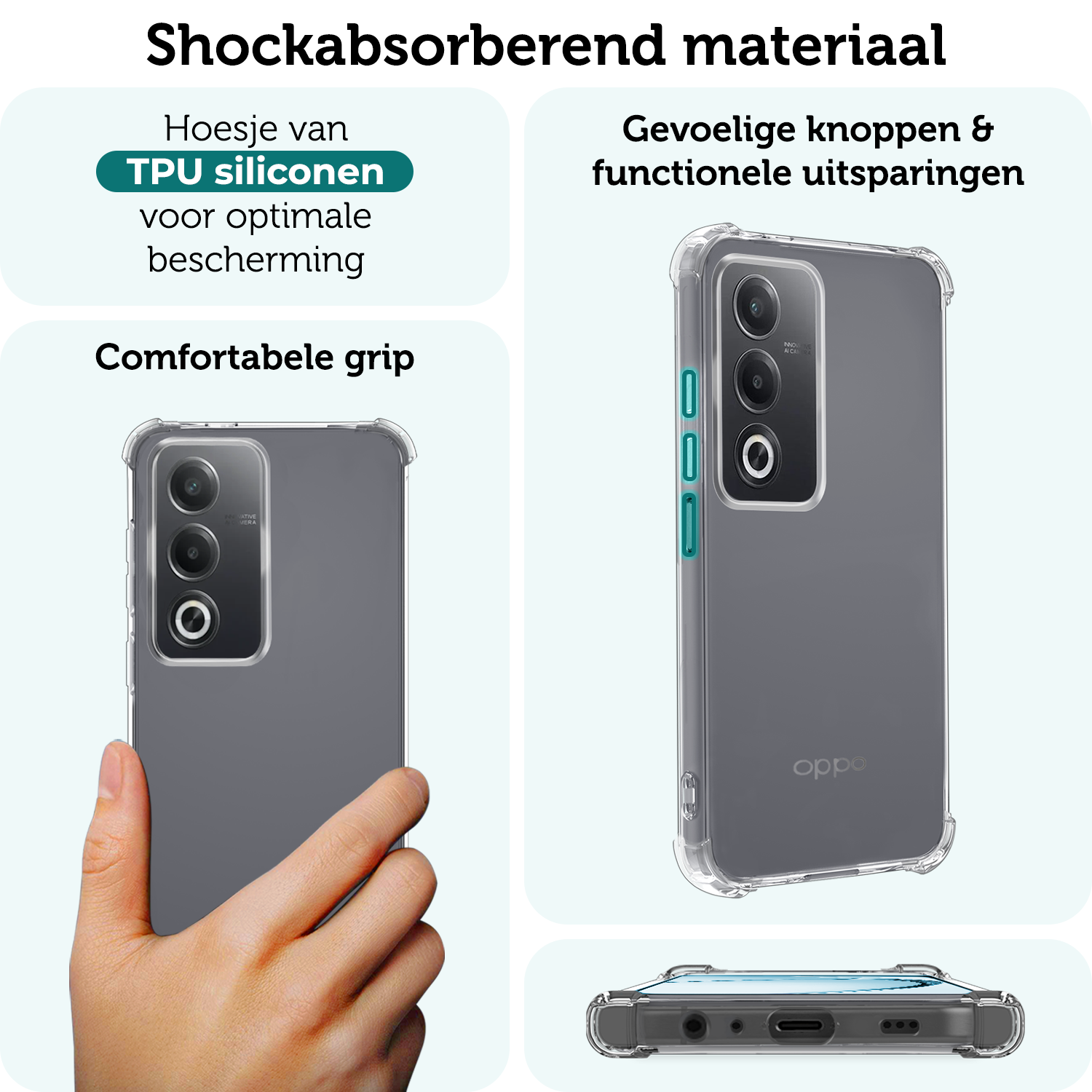 Forterra Forterra OPPO A80 Hoesje Shockproof - Transparant - 2 PACK