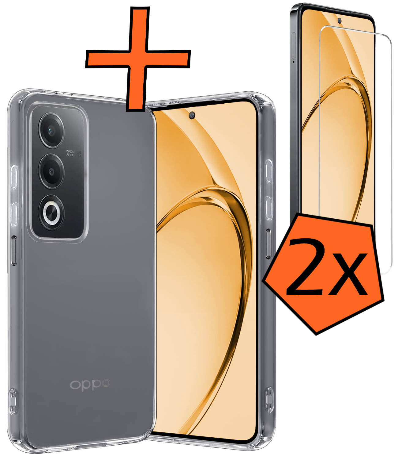 Nomfy Nomfy OPPO A80 Hoesje Siliconen Met 2x Screenprotector - Transparant