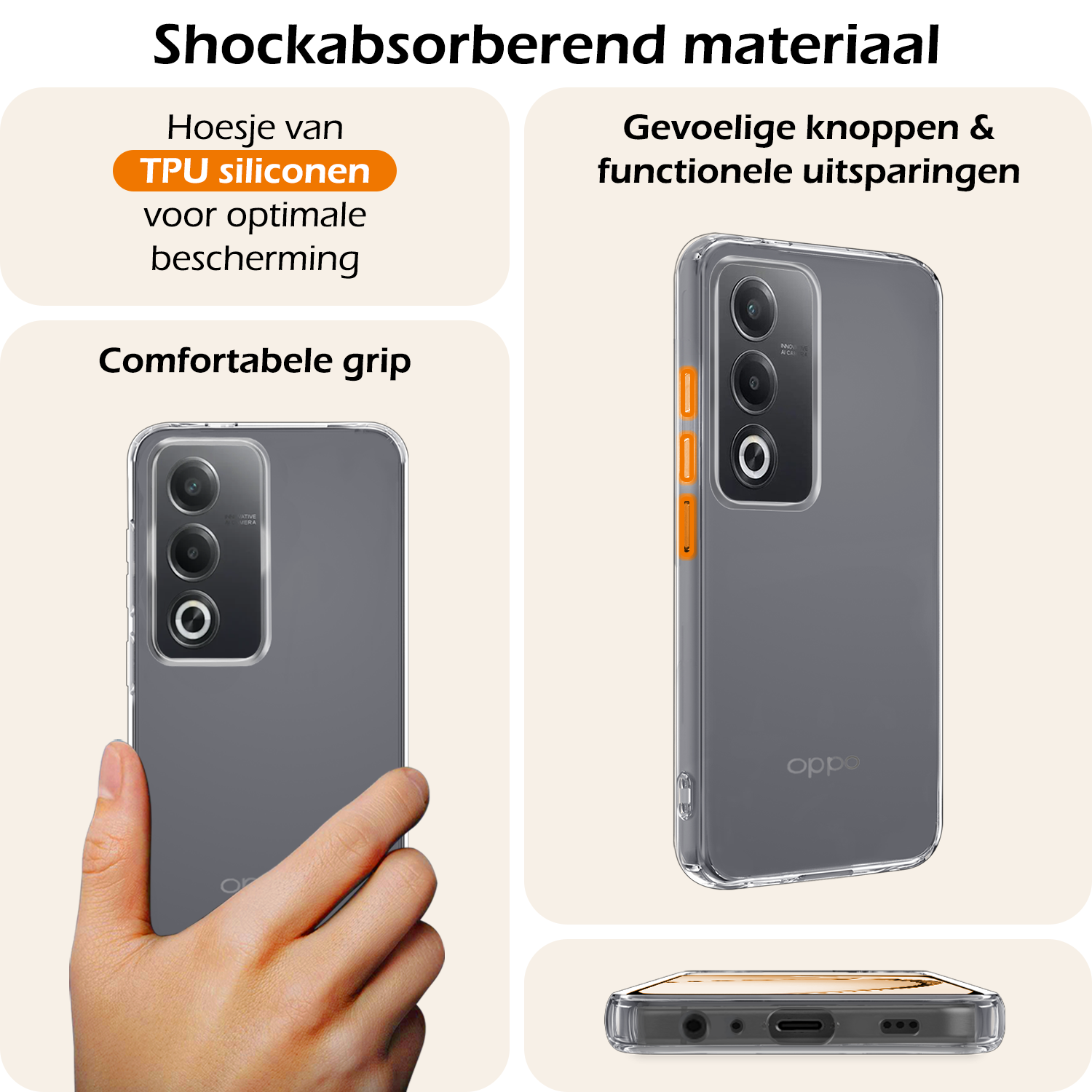 Nomfy Nomfy OPPO A80 Hoesje Siliconen Met Screenprotector - Transparant