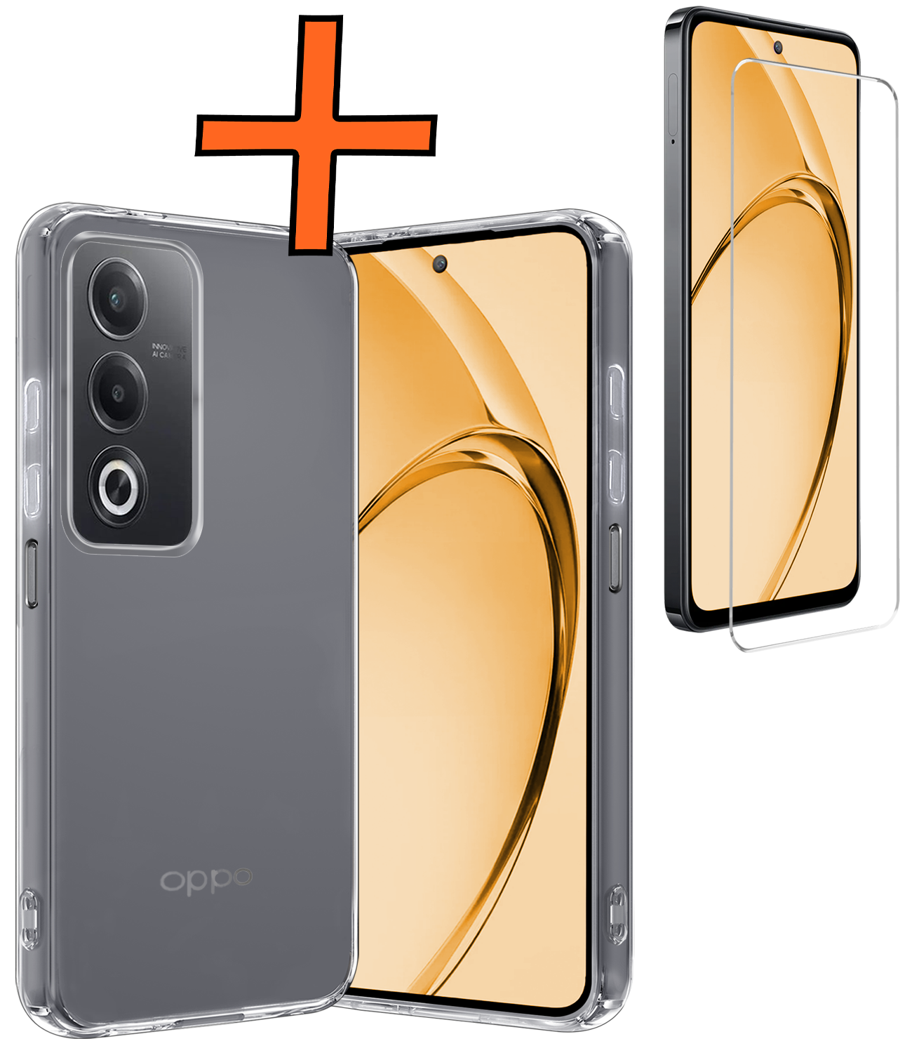 Nomfy Nomfy OPPO A80 Hoesje Siliconen Met Screenprotector - Transparant