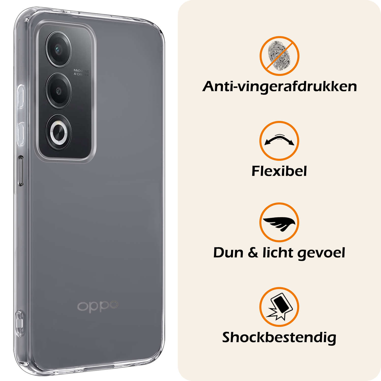 Nomfy Nomfy OPPO A80 Hoesje Siliconen Met Screenprotector - Transparant