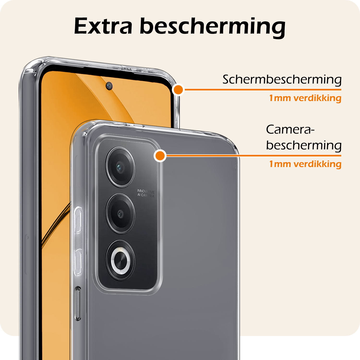 Nomfy Nomfy OPPO A80 Hoesje Siliconen Met Screenprotector - Transparant